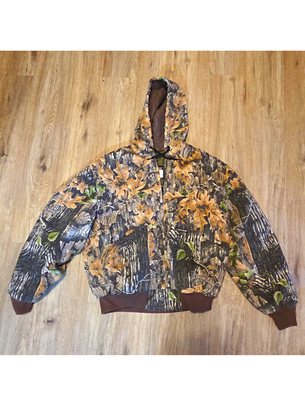 Vintage Commander Trebark Superflauge Camo Hunting Jacket Mens L 42-44 Hood